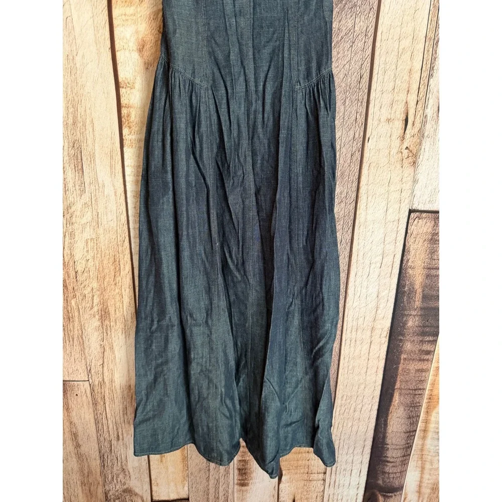 Abercrombie & Fitch Denim Maxi Dress Bra Free Indigo Blue Chambray Small NWT